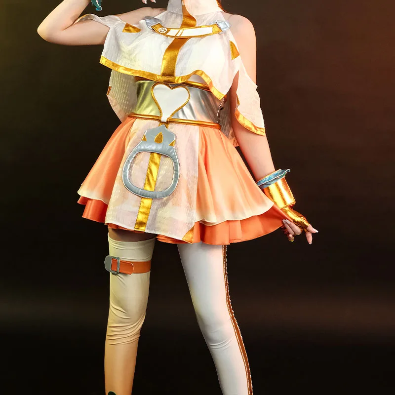 LOL cos Ahri Cosplay Game Fantasy Sweetheart Cute Orange Nine Tailed Fox Women Skirt Outfit Halloween Full set