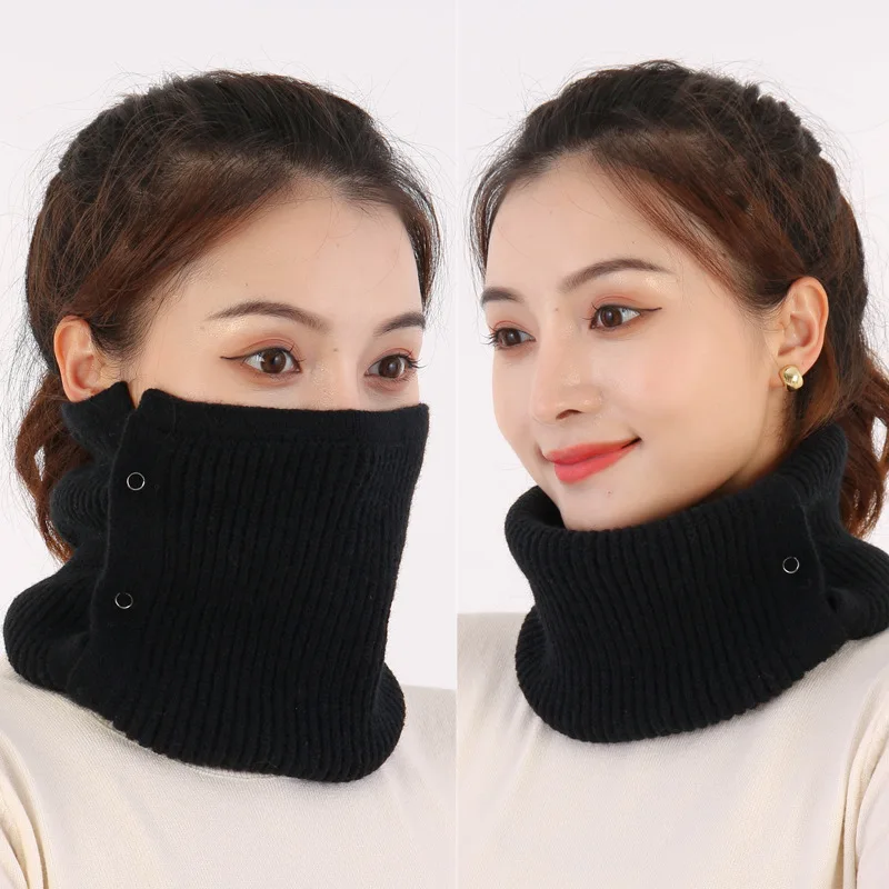 Fashion Men\'s Women\'s Hedging Copper Buckle Knitted Warm Scarf Winter Elastic Woolen Fake Collar Pullover Neck Guard Scarve T39