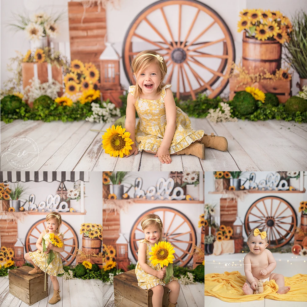 

Fall Sunflower Stand Photo Background Kids Portrait Photo Studio Props Children Birthday Cake Smash Backdrop Photography Cloth