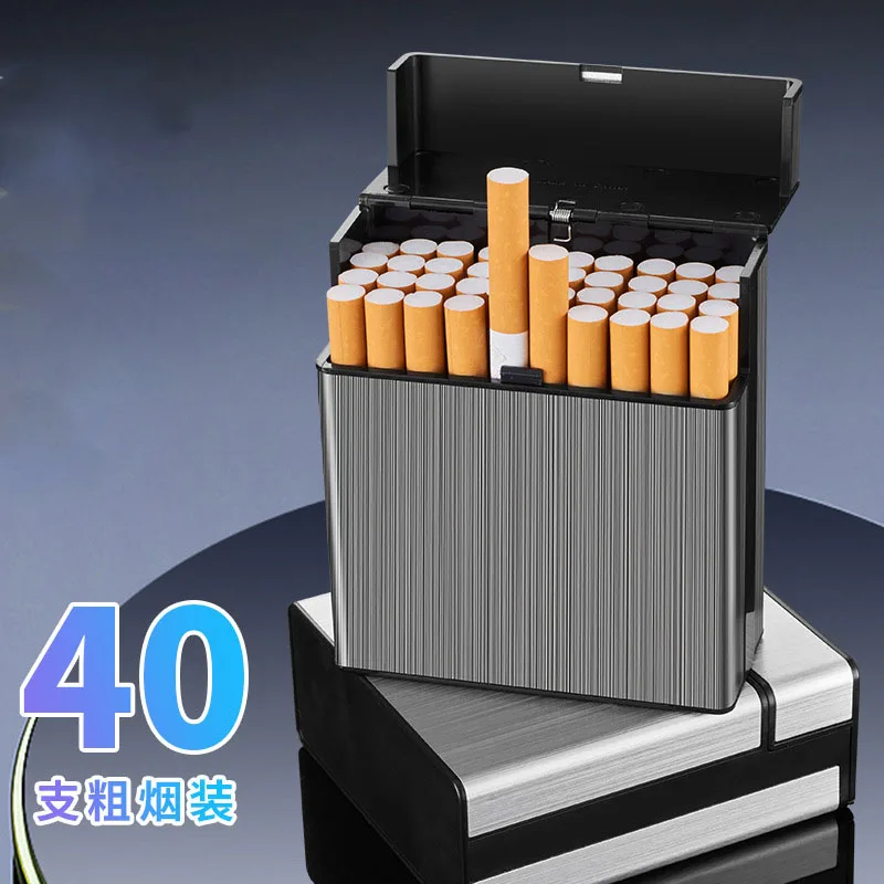 Portable Large Capacity 40 Pack Thick Pack Cigarette Box For 8MM Aluminum Alloy Moisture-proof Cigarette Case Men Original Gifts