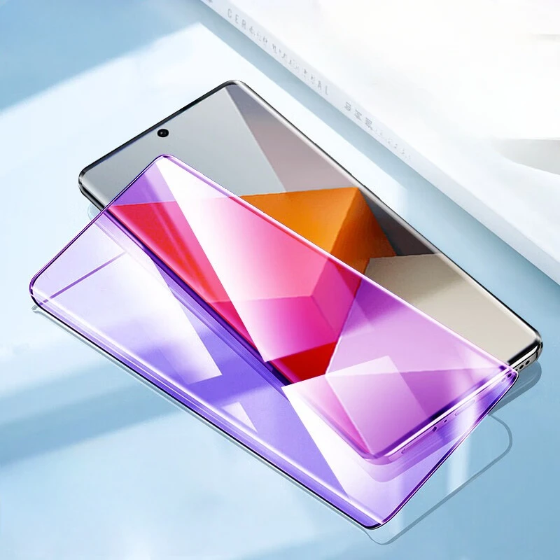 3D gebogenes gehärtetes Glas für Xiaomi Redmi Note 13 Pro Plus 5G Displayschutzfolie auf Redmi Note 13 Pro+ Anti-Blaulicht-Glasfolie