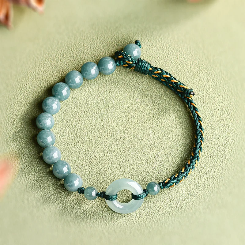 

Handmade Stringing Of Beads Lucky Guardian Bracelet Natural A Goods Jade Blue Water Jade Ring Bracelet Peace Amulet