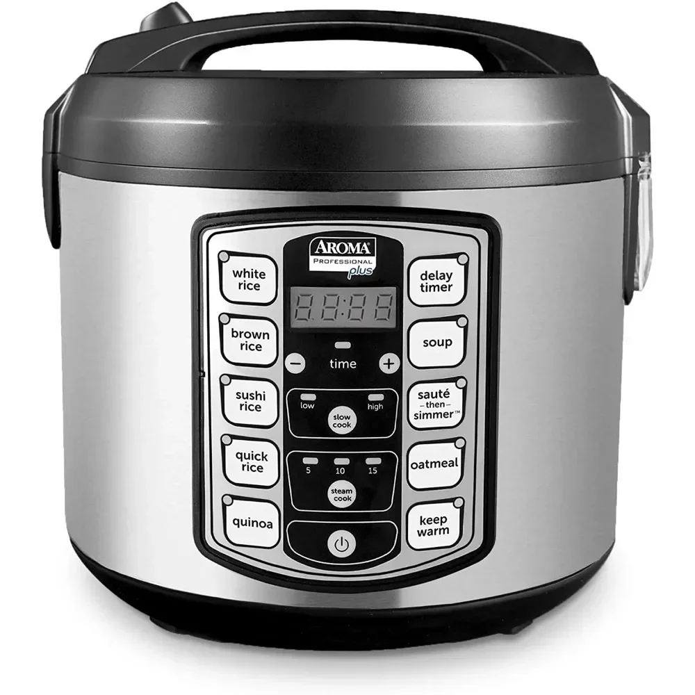 

s%a Digital Rice & Grain Multicooker, Food Steamer, Slow, Grain Cooker, Stainless Exterior/Nonstick Pot