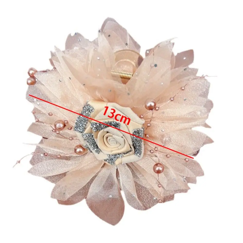 Jepit Rambut Bunga Mawar Modis Jepit Rambut Rumbai Manik Besar Pegangan Klip Hiu Elegan untuk Anak Perempuan