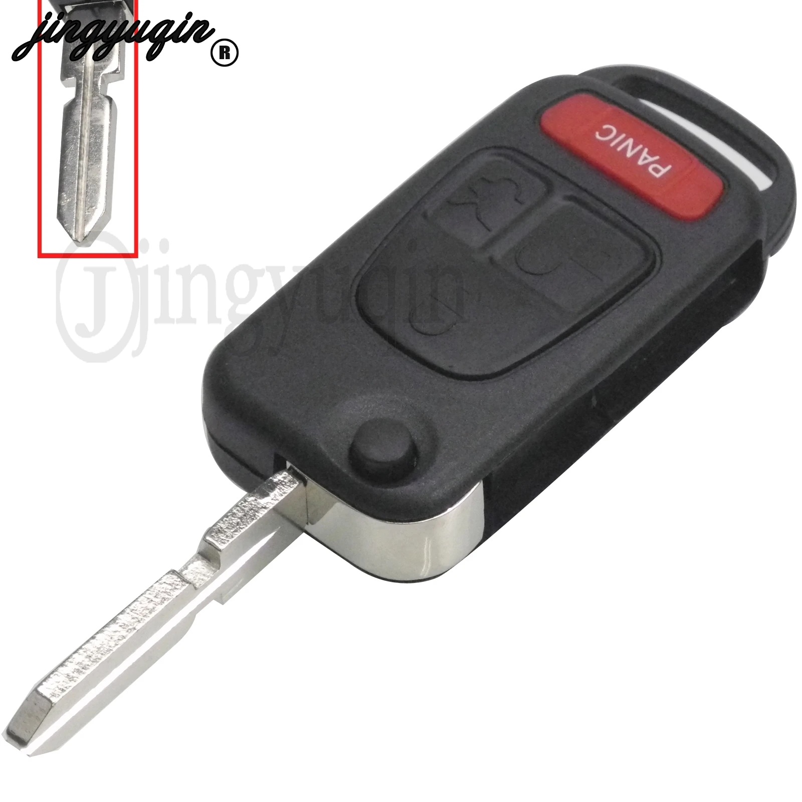 

jingyuqin for Benz MB ML350 ML500 ML320 ML55 AMG ML430 Folding Remote Key Case3 +Panic 4 Button HU39 Car Key Shell for Mercedes