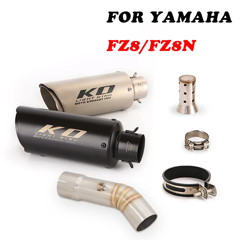 For Yamaha FZ8 FZ8N Modified Motorcycle Exhasut Middle Connect Link Pipe Slip On 51mm Muffler Escape Stainless Steel Tips Carbon