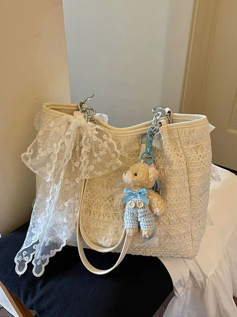 korean-style-sweet-versatile-large-capacity-single-shoulder-bag-women's-2026-new-fashion-elegant-casual-commuting-lace-tote-bag