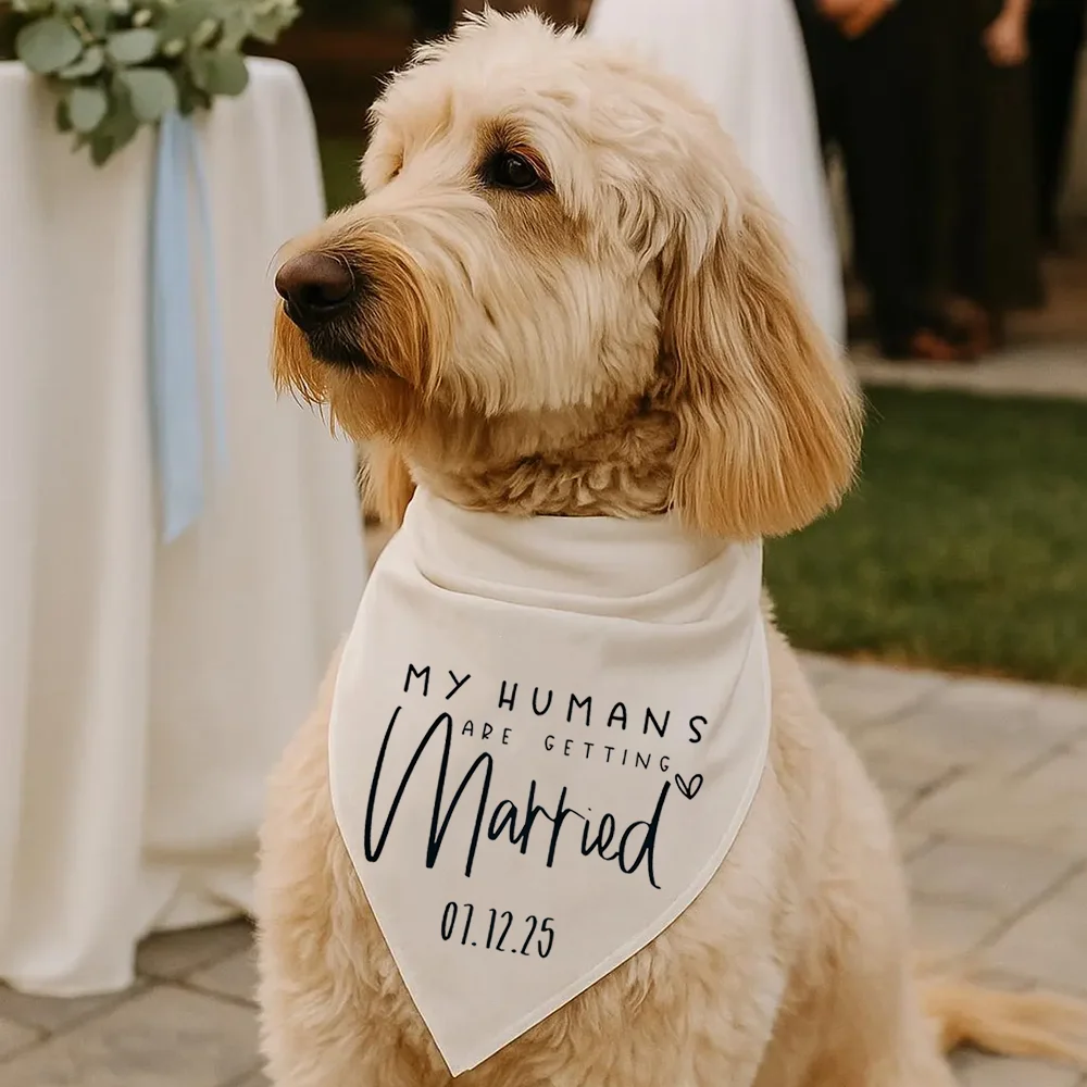 

Custom My Humans Are Getting Married Tie-On Dog Bandana Wedding Day Pet Accessory Engagement Party Gift Bride Groom Photography