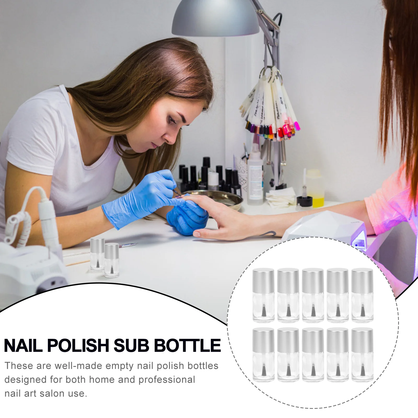 10 قطعة من حاويات طلاء الأظافر الزجاجية الفارغة، غطاء فرشاة ممتاز، زجاجات آمنة مقاومة للانسكاب للسفر للاستخدام اليومي #4