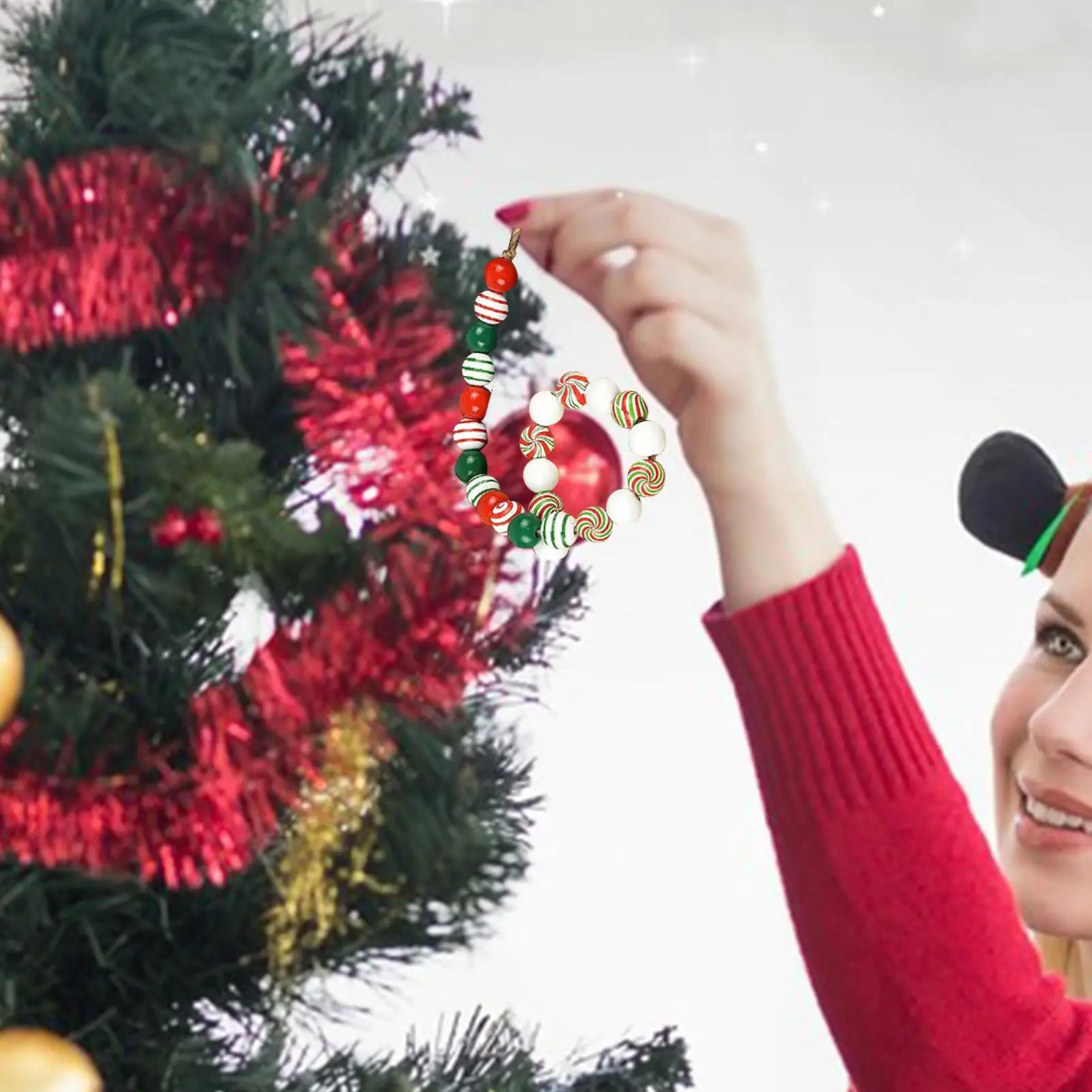 حبات عيد الميلاد للحرف اليدوية الخشبية مجوهرات عيد الميلاد قلادة صنع عدة الديكور زخرفة احتفالية للأنشطة النساء الفتيات #1