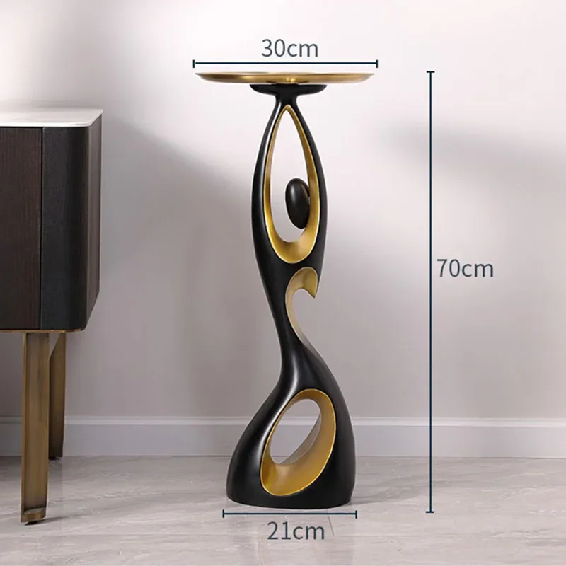 Luxury Abstract End Table for Living Room Decor Designer Sofa Side Table with Artistic Abstract Print Creative Corner Table