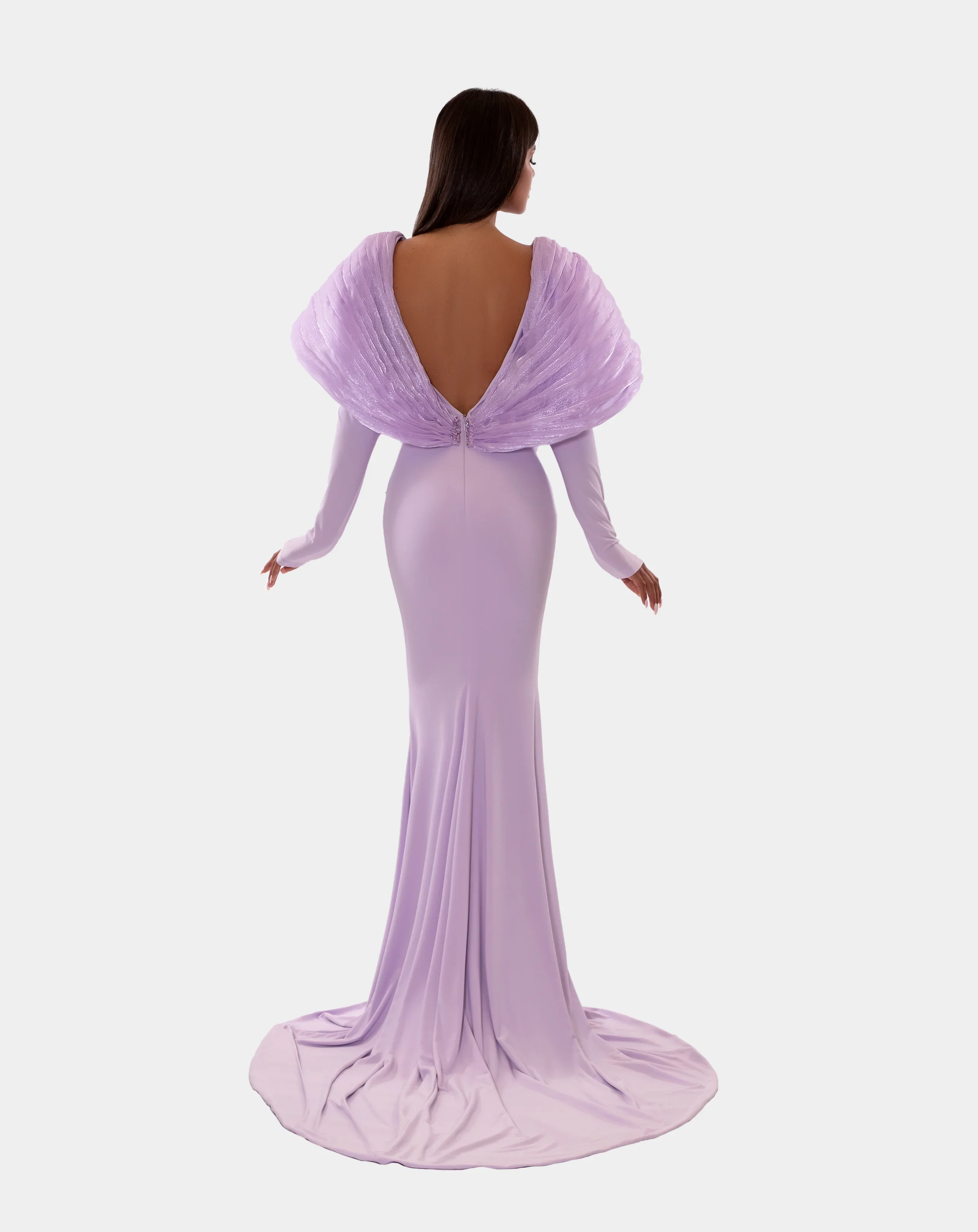 Elegant Lilac Purple Mermaid Prom Dresses with Pleats 3D Shoulder Deep V Neck Beaded Formal Occasion Dress vestidos de fiesta