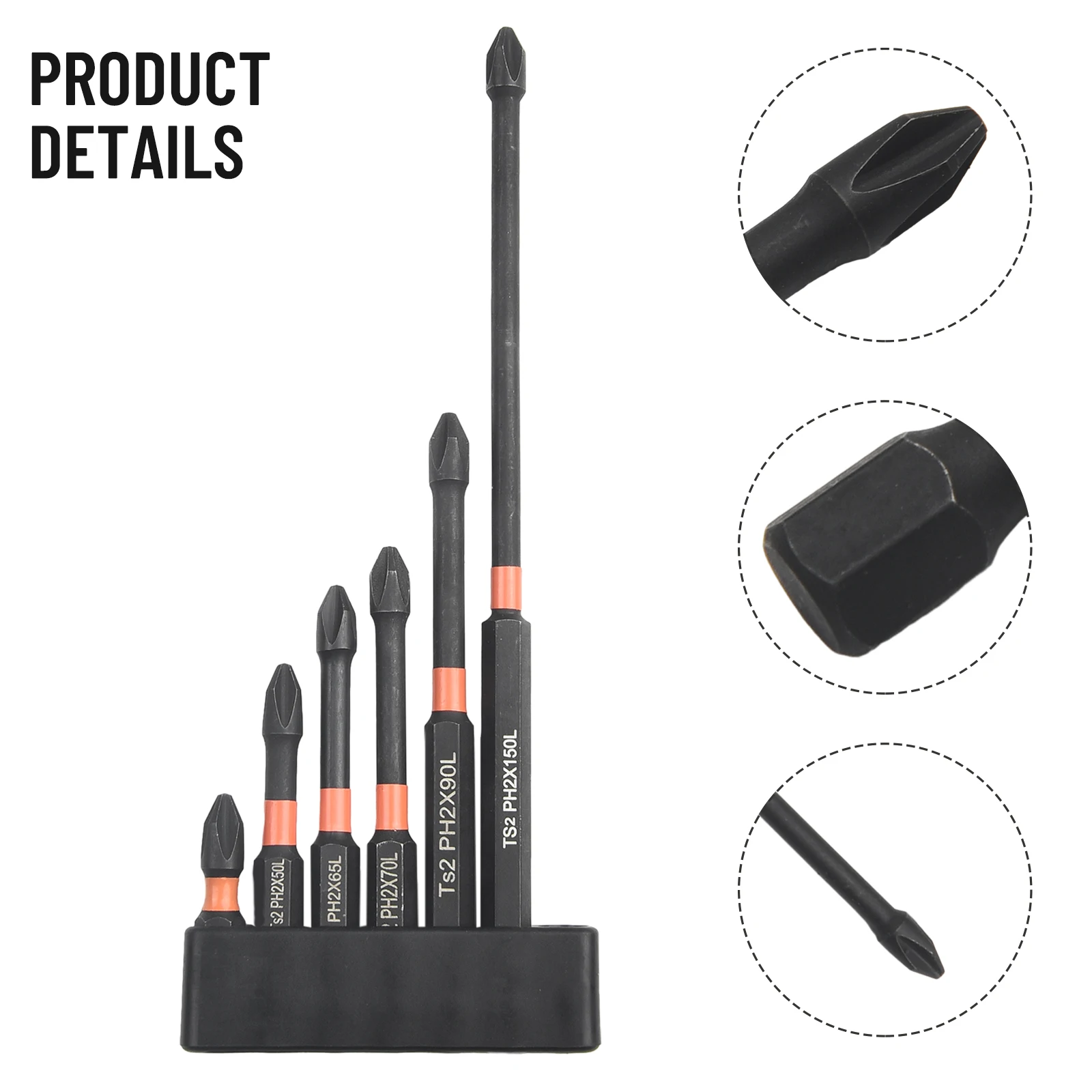 Workshop Equipment Hand Tools Hexagonal Handle Bit Screwdrivers Screwdriver Bit 25-150mm 7pcs Set Alloy Steel Black Cross