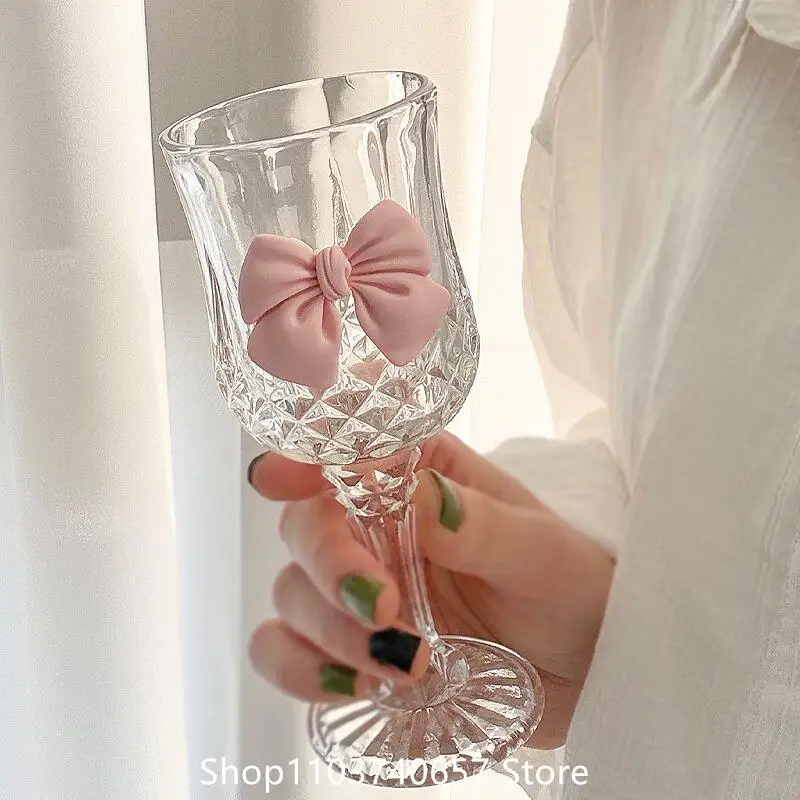 French Butterfly  Goblet Glass Transparent Cocktail Champagne Glass Dessert Drinking Glasses Bar Wine Glasses