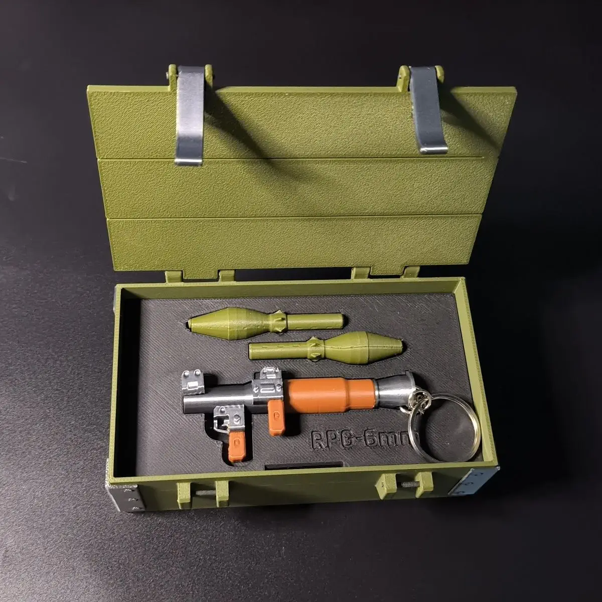 

3D Printed Rocket Model Keychain with Launch Function & Collector‘s Box, Unique Desk Toy and Cool EDC Gift for Him