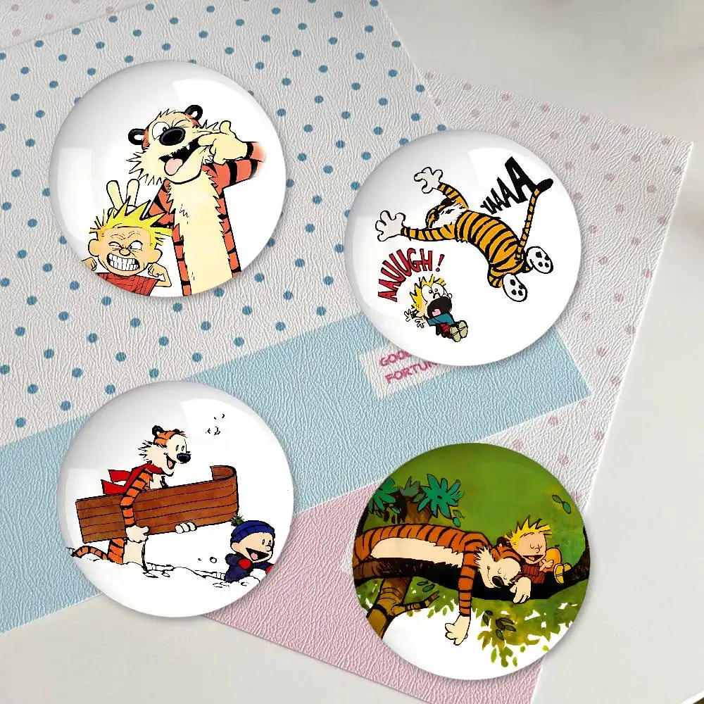 C-Calvin And H-Hobbes Badges Fashion New Hip Hop Versatile Round Metal Badge Cartoon Pin Gift Wholesale
