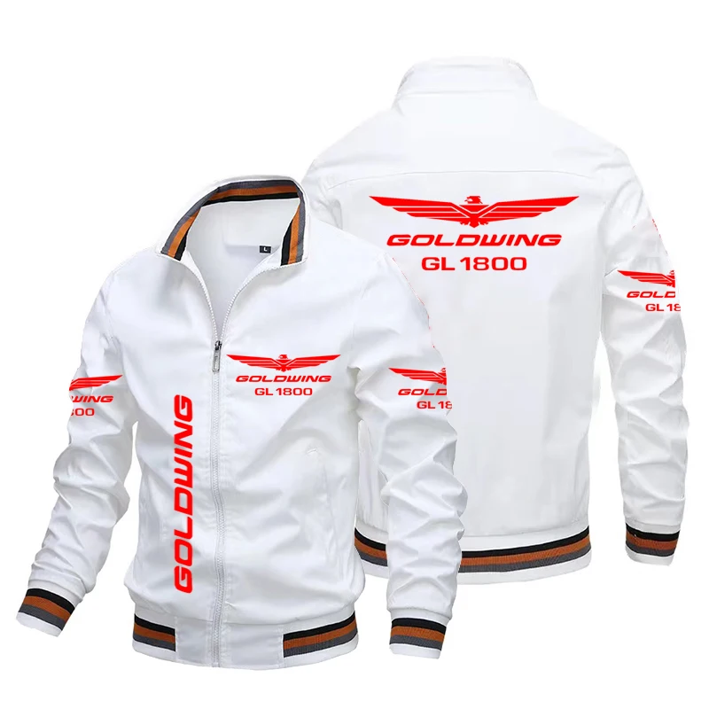 Men\'s Motorcycle Jacket Red Gold Wing GL1800 Print Biker Jacket Racing Team Suit Jacket Trendy Bomber Jacket Men\'s Clothing Coat