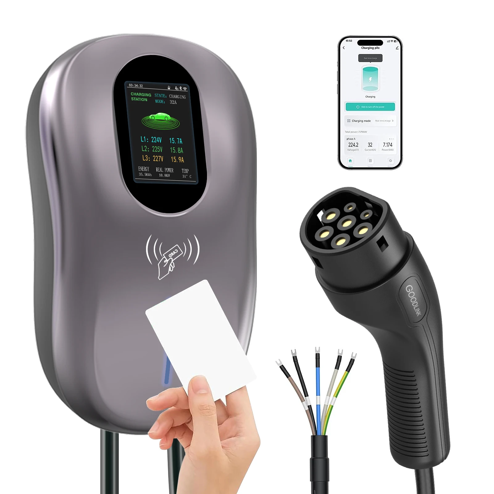 

7-22kW Select EU Version Type 2 Electric Car Charger Wall Connector Portable Wall Box Wall Mounted EV Charger