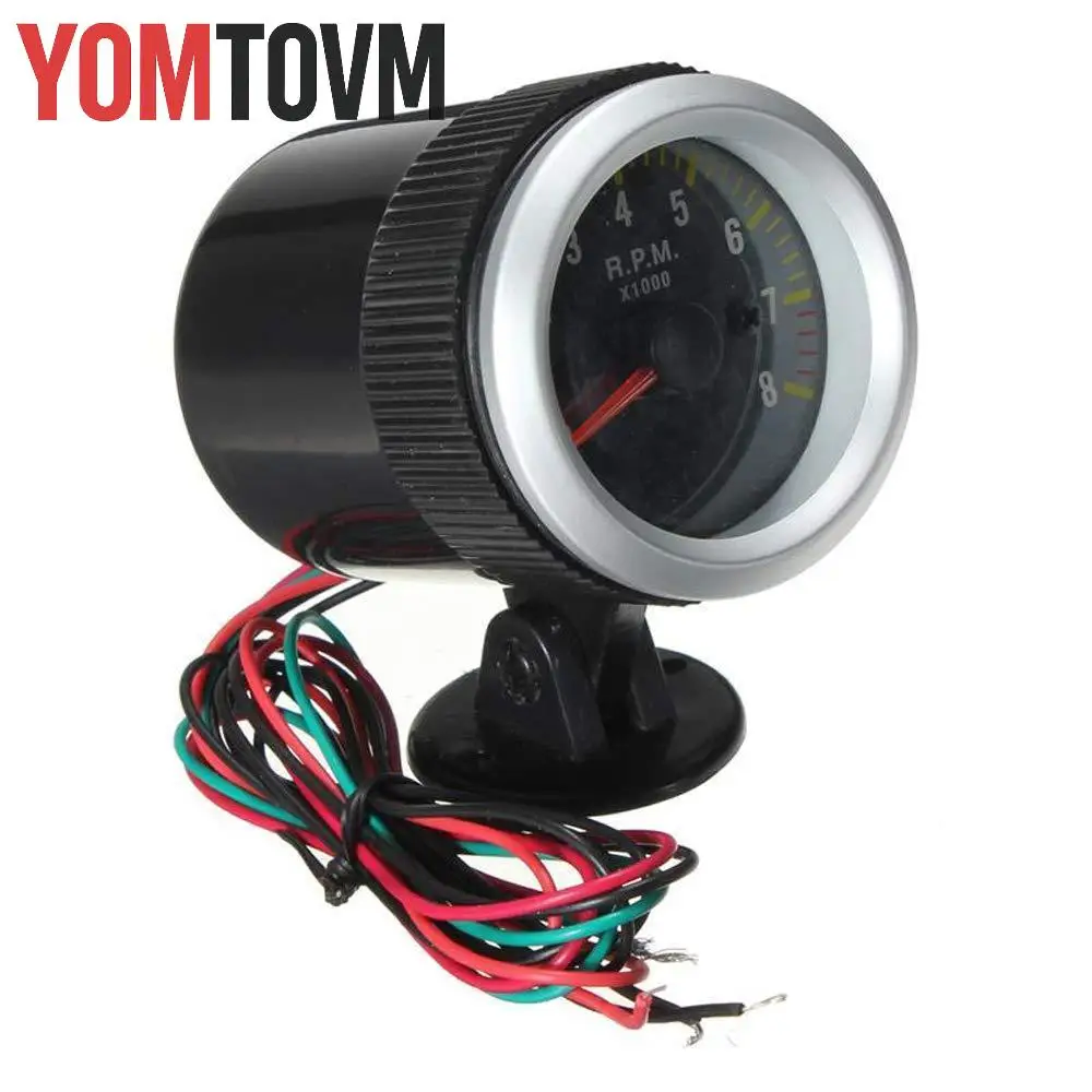 1 Set Car Engine Rev Counter Tacho Tachometer Pointer Gauge Meter  2'' 52mm Fit For All 4, 6, And 8 Cylinder Automobile Engines