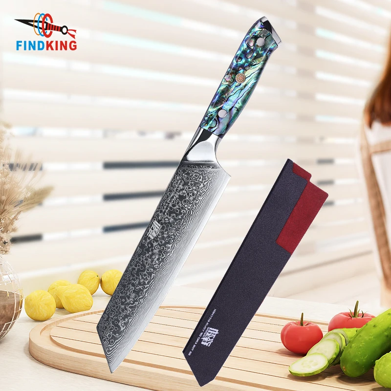 FINDKING New Gorgeous Series 67 Layers Damascus Steel Kitchen Knife Abalone Resin Professional Kiritsuke Gyuto Chef Knife