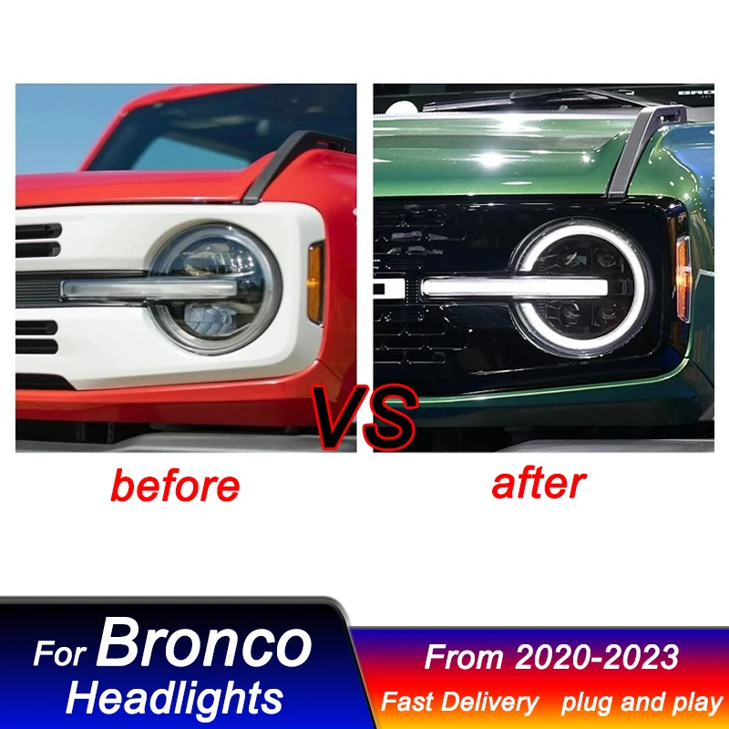 Car styling Headlights For Ford Bronco 2020-2023 new style full LED Head Lamp daytime running DRL Head Lamp Front light Assembly