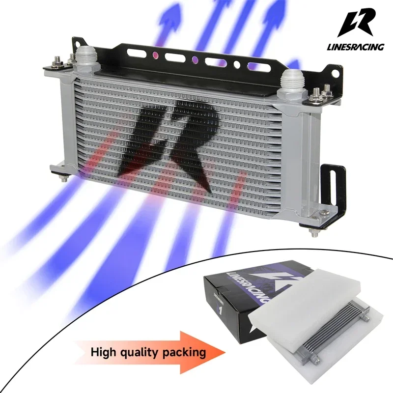 Oil Cooler+Mounting Bracket Universal LR 16 Row 248MM Engine Transmission Mocla Style -10AN Aluminum Black/Silver