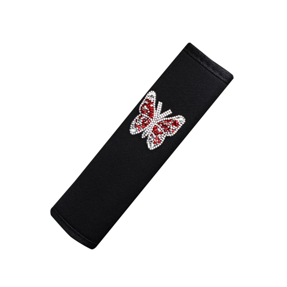 

Rhinestone-studded Car Seat Belt Cover Butterfly Flash Breathable Fabric Seat Belt Shoulder Pad Lightweight Comfortable