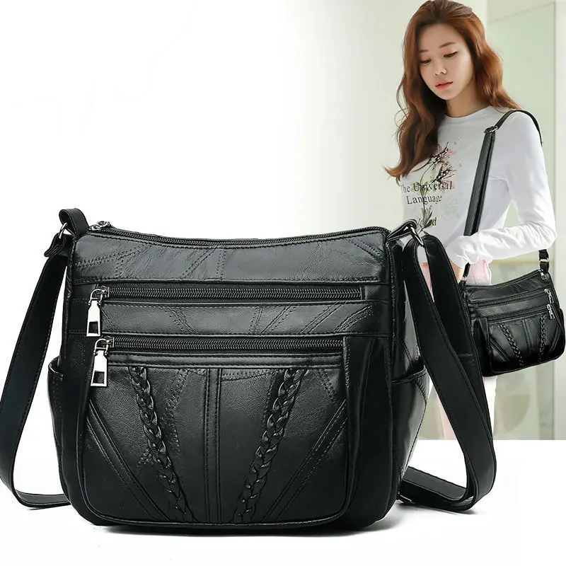 Women Bag Shoulder Bag for Women Simple Retro Versatile Crossbody Bag Casual Middle Aged Mother Gift PU Leather Messenger Bag