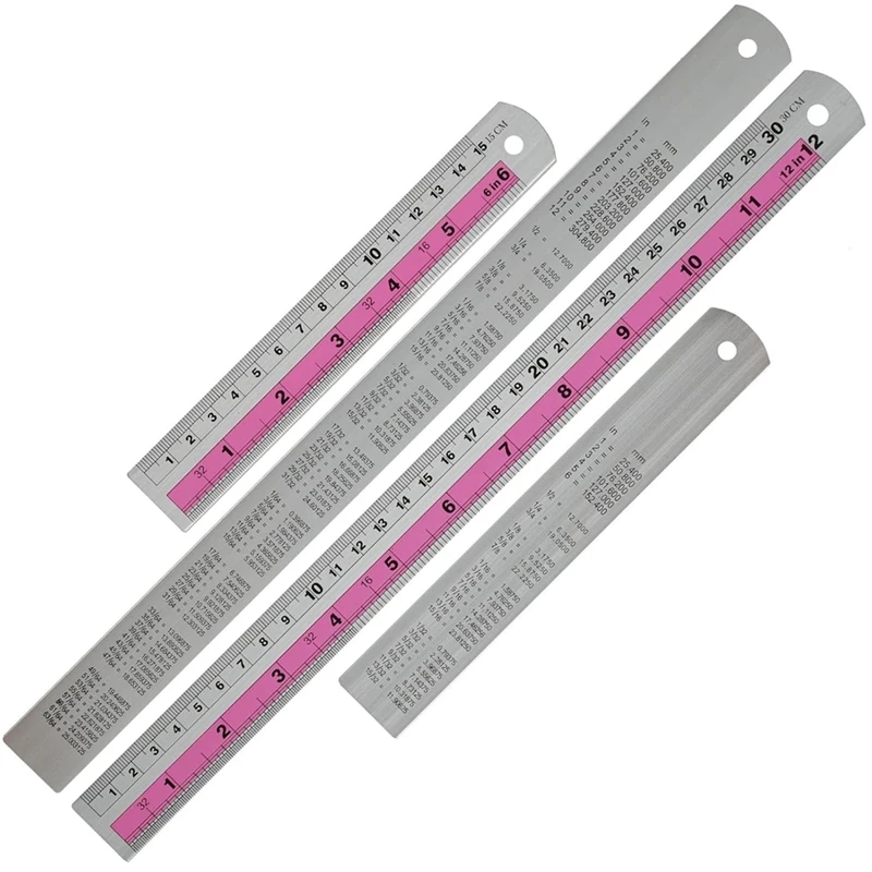 WCS-12+6 Inch Metal Ruler Set-Straight Edge Ruler Has Both Imperial And Metric Measurements, Perfect For DIY Projects