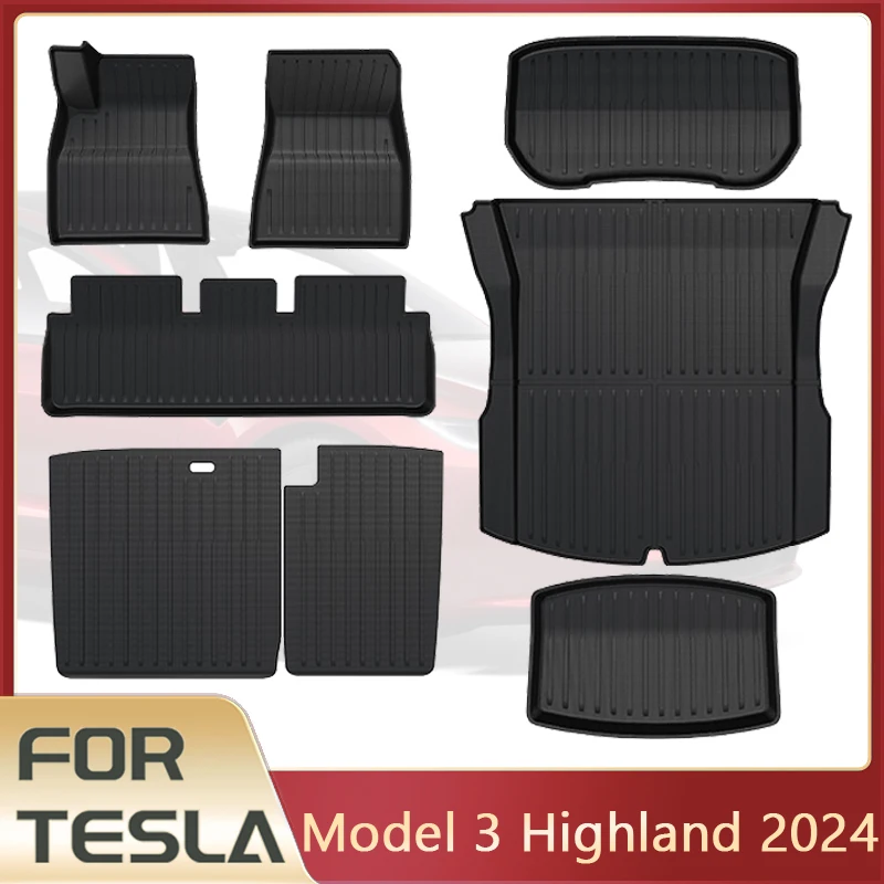 

For Tesla Model 3 2024 Highland Floor Mats Cargo Liner Waterproof Anti-slip Trunk Mat TPE Pads Model 3 2024 Highland Accessories