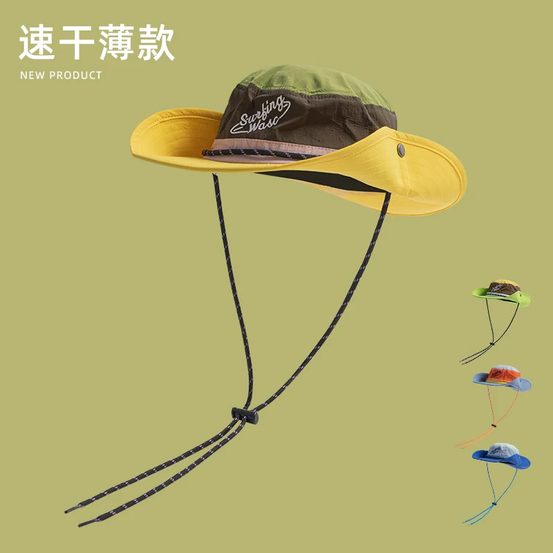 

Contrast Color Bucket Hat Trendy Summer Quick-Drying Sun Hat Women's Big Brim Camping Alpine Cap Men