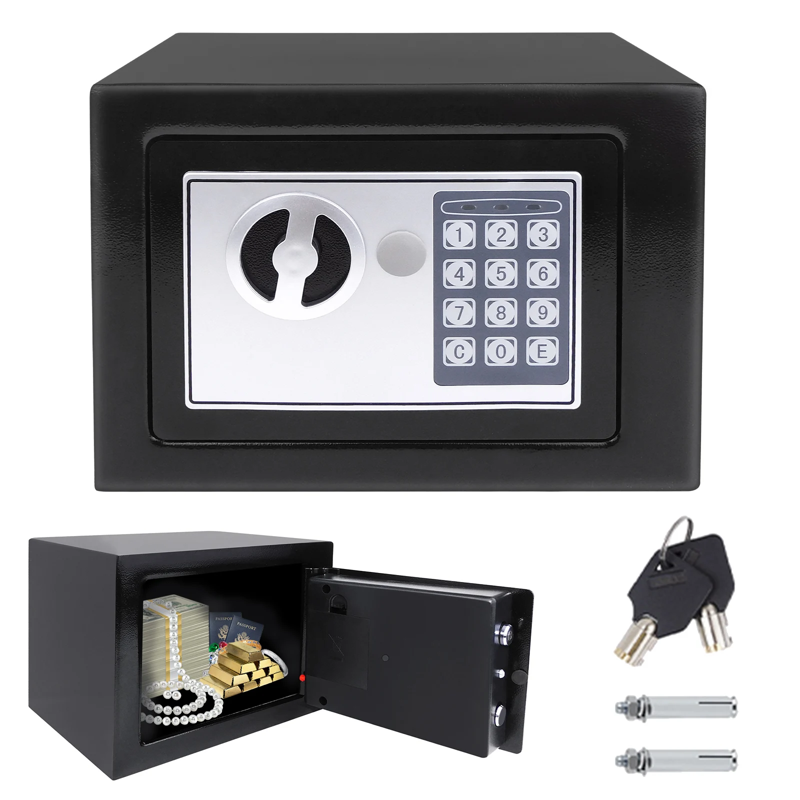 4,6 l elektronischer digitaler Safe, feuerfeste Sicherheitsbox, Heimbüro, Geld, Bargeld, Schmuck,