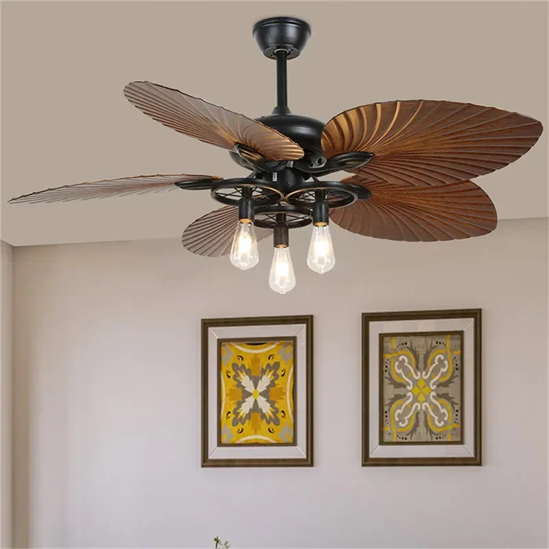 VIOLET European Luxury LED Fan Light American Retro  Living Room Restaurant Bedroom Ceiling Fan Light Remote Electric Fan Light