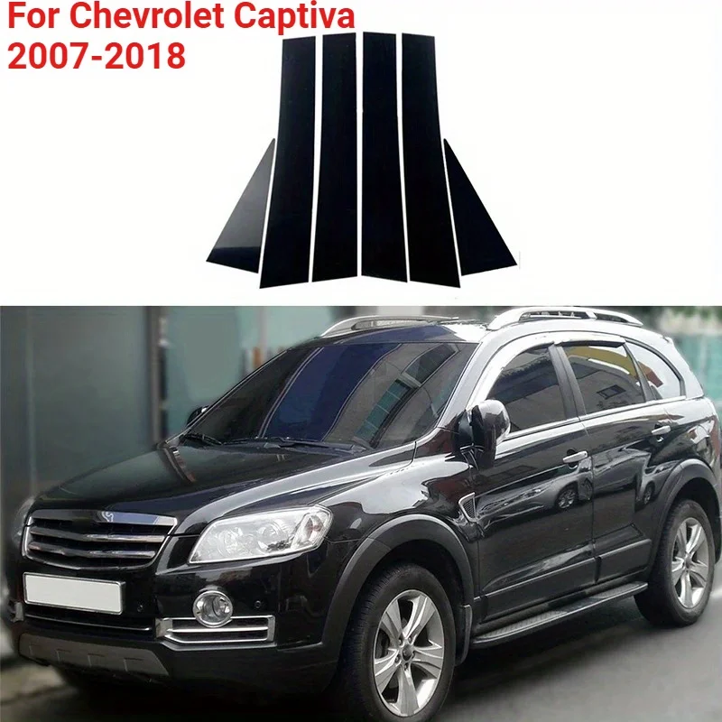 

6pcs Fit For Chevrolet Captiva 2007-2018 Door Side Car Window Pillar Posts Trim Cover Decoration Sticker Cover Gloss Paino Black