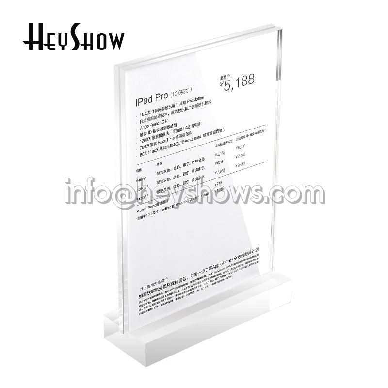 Desktop A4 A5 Acrylic Price Tag Holder Desk Sign Frame Table Tag Display Paper Card Label Holders