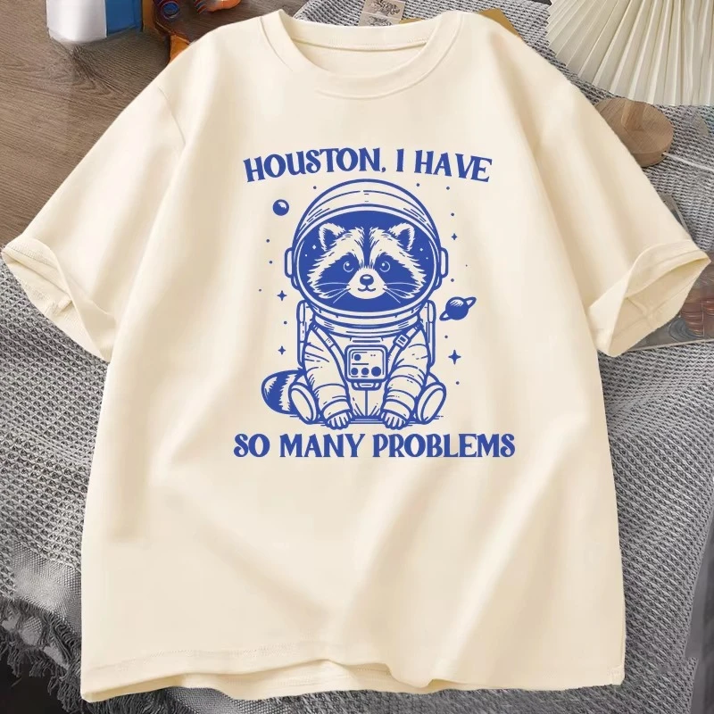 

Футболка Houston I Have So Many Problems, забавная футболка с изображением енота и мема, футболка с изображением Trash Panda, мужская хлопковая футболка, футболки