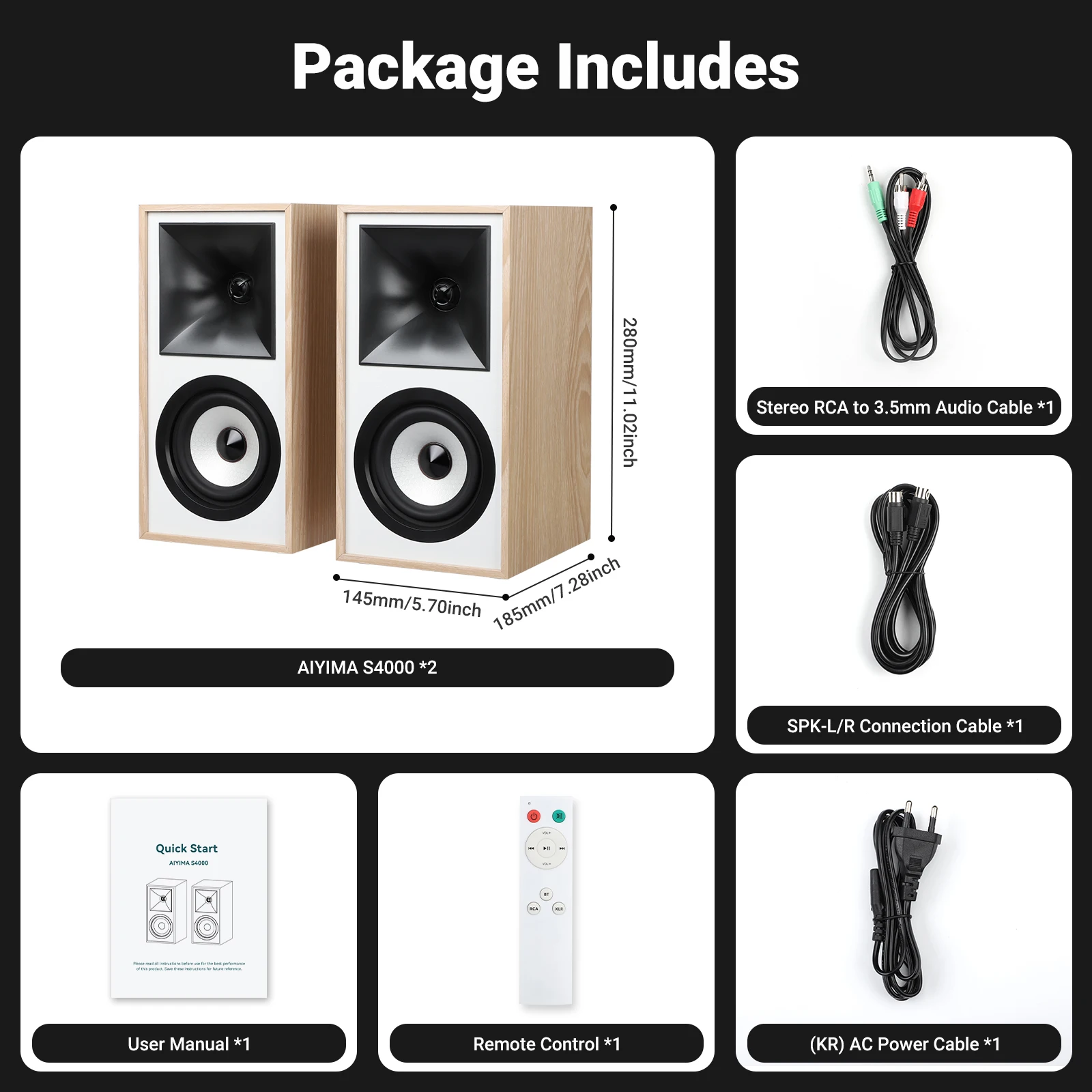 AIYIMA S4000 Studio Monitor Speaker 40WX2 Bluetooth 5.0 Balanced