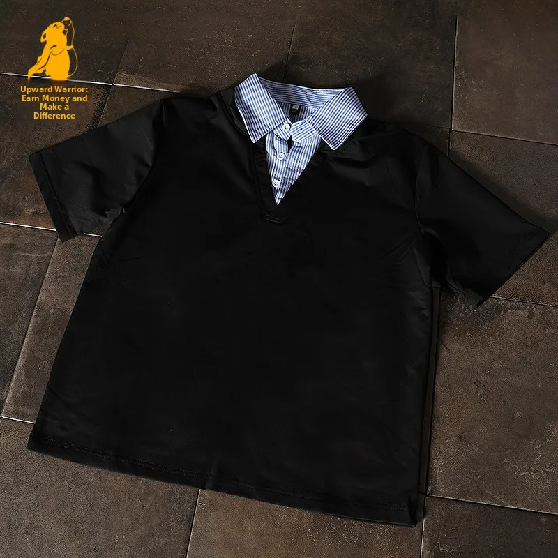 Summer Short Sleeve  Shirt Men Women Couple T-Shirt Patchwork Upward Hero Breathable Cotton Polyester Blend Casual Wear