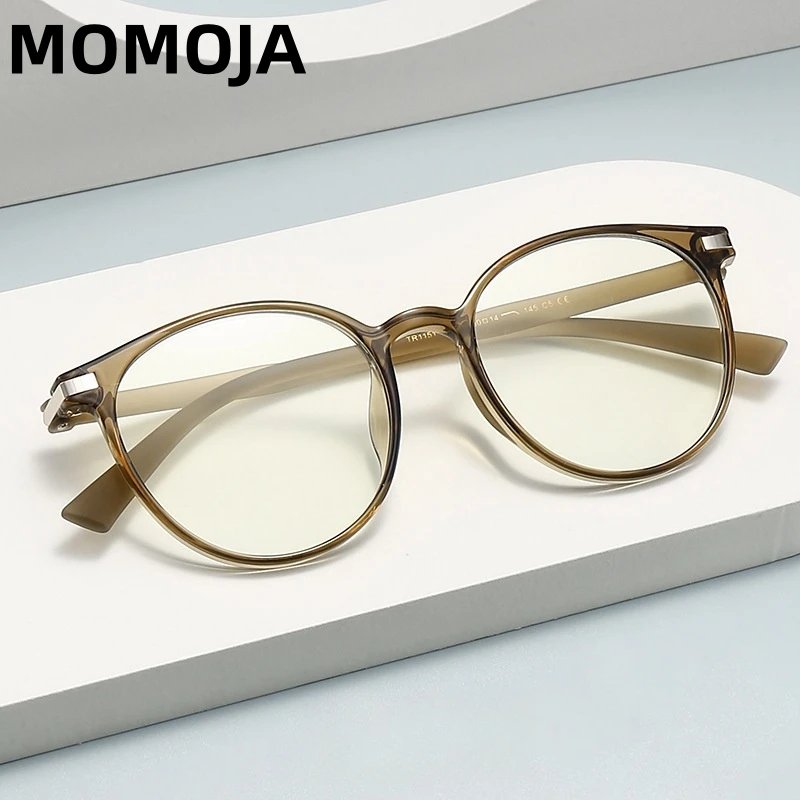 MOMOJA  Ultra Light Retro Rround TR90 Material Anti Blue Light Men's Eyeglass Frame Optical Prescription Eyeglass Frame Woman