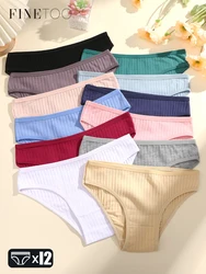12 stks/set Katoen Gestreept Ondergoed Dames Ademend Slipje Lage Taille Effen Slips Vrouwelijke Sport Ultrazachte Lingerie Intimates
