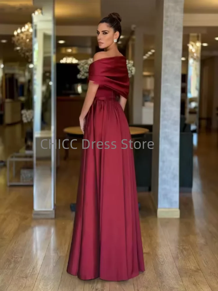 ชุดราตรีหรูหราแบบเปิดไหล่ทรงเอไลน์ยาว พร้อมจีบระบาย ชุดออกงานสำหรับผู้หญิงอาหรับ สามารถสั่งตัดได้