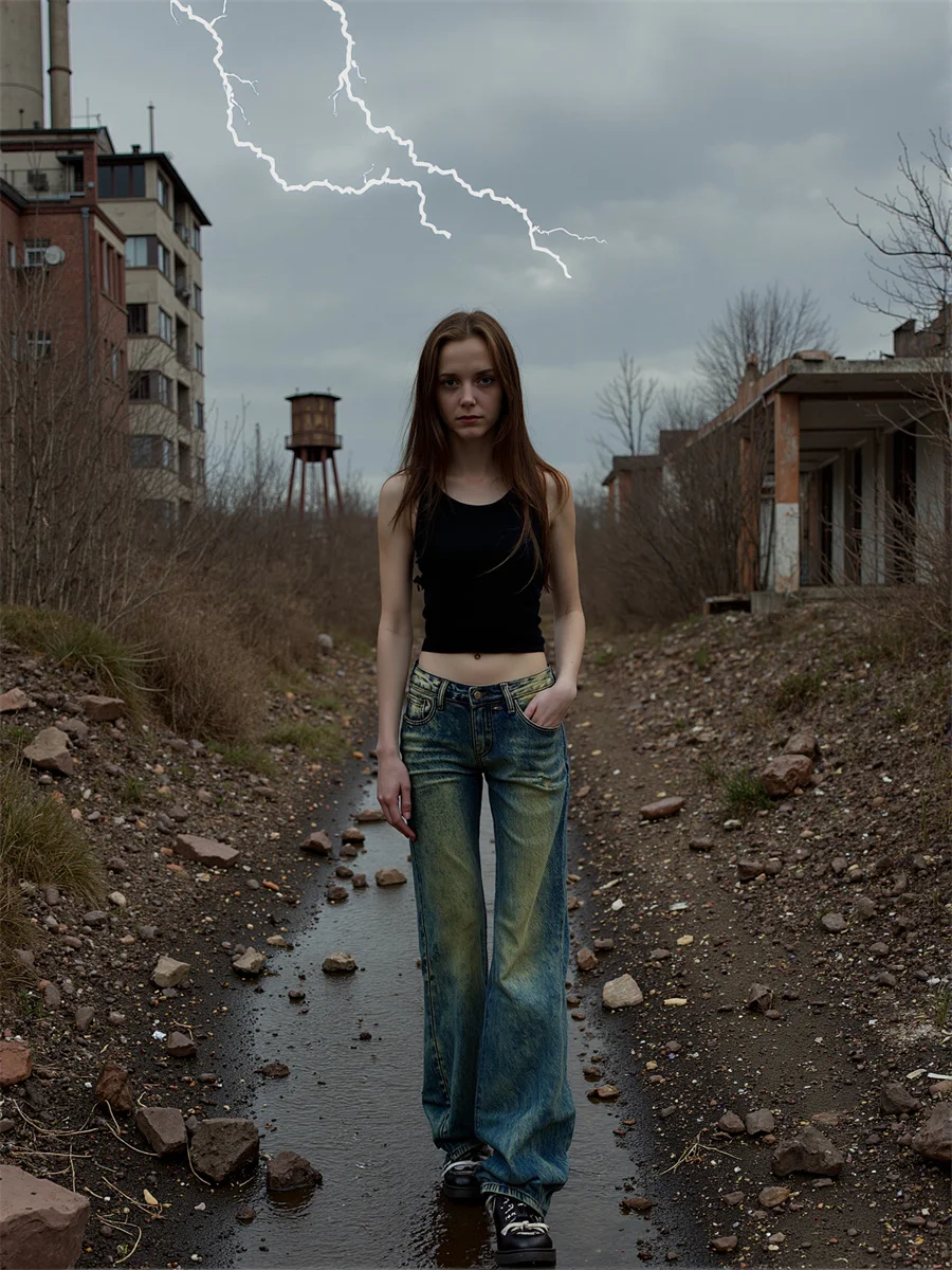 

Джинсы-клеш с низкой посадкой для девочек, джинсовые брюки, женская одежда, весенние, нейлоновые, удлиненные, этнические, тактические, повседневные, с поясом и цепью