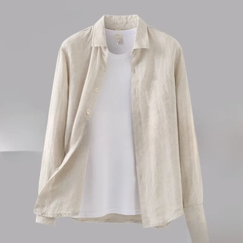 

Men's Long Sleeve Linen Shirt Casual Collar Spring Autumn Cotton Linen Loose Fit Fashionable Clothing Large Size Versatile