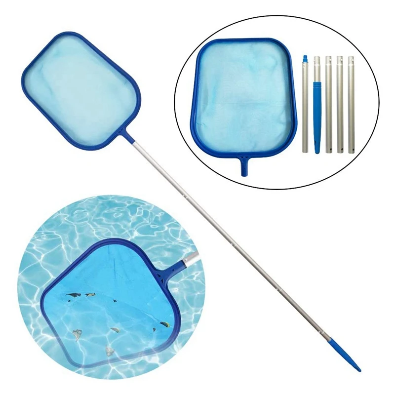 

New 6-Piece Swimming Pool Skimmer Net Telescopic Pole Leaf Skimmer Net Swimming Pool Cleaner Supplies Home Use