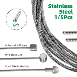 1/5Pcs Stainless Steel Brake Inner Cable Line MTB Mountain Road Bicycle Bike Derailleur Shift  Wire 2100mm/1700mm/1550mm/1100mm