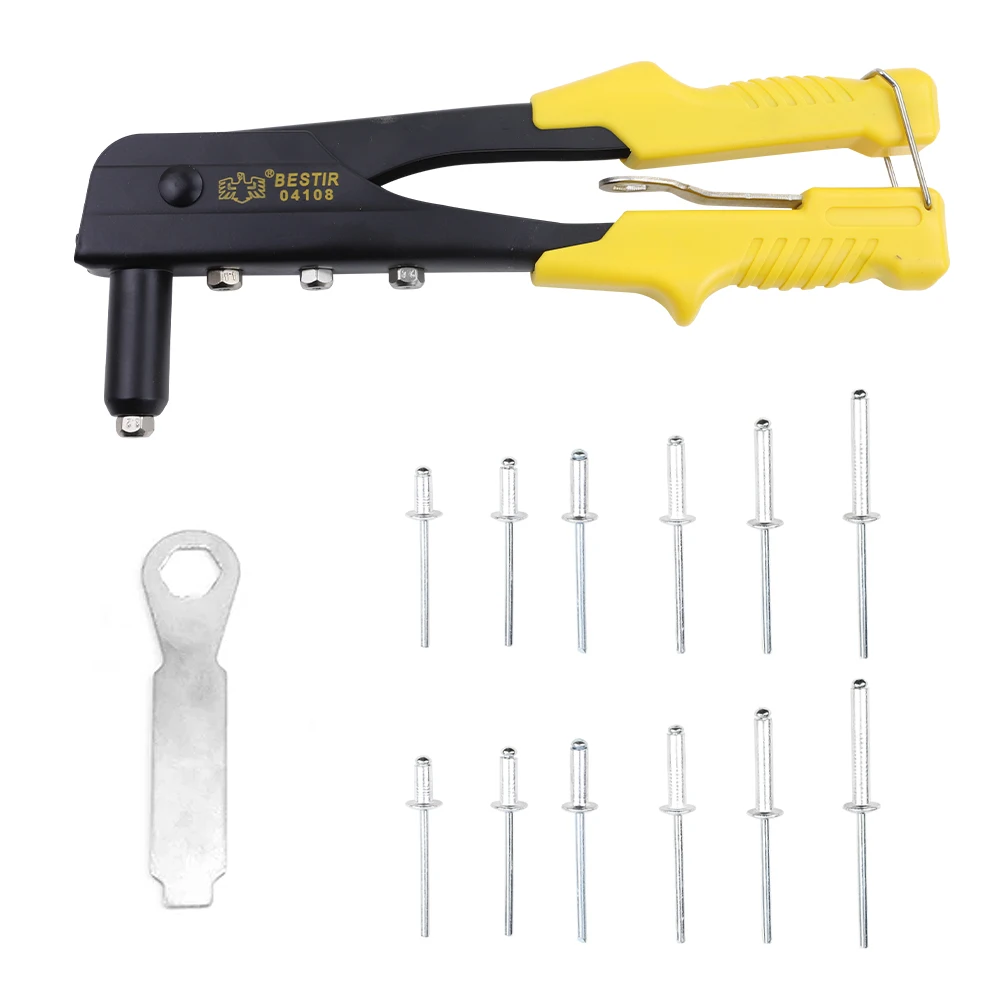 NINDEJIN Hand Riveter Set Professional Manual Rivet Gun Tool For Home Repair And DIY With 200pcs Rivets M2.4 M3.2 M4 M4.8