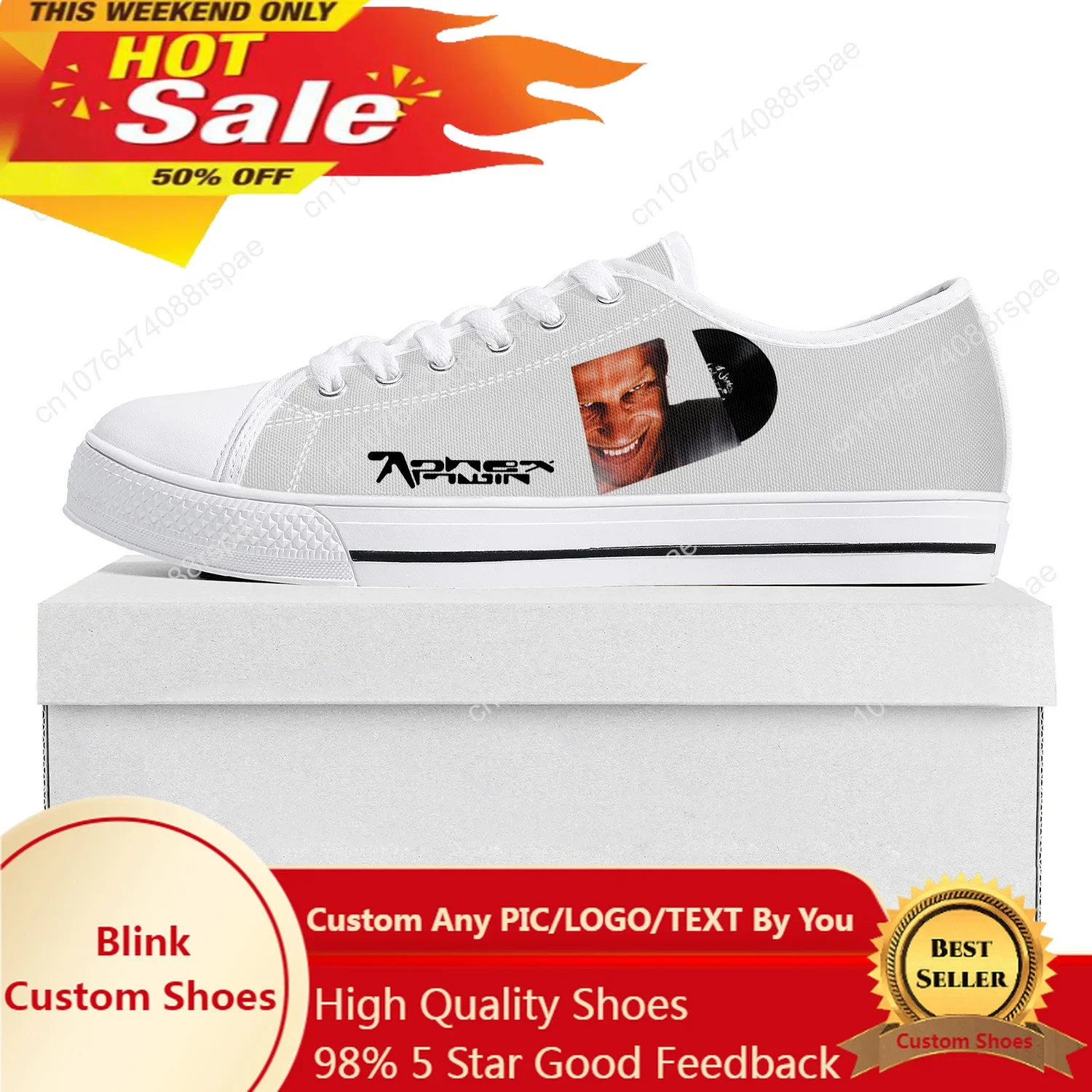 Aphex Twin elektronische Musik DJ Mixer Low Top hochwertige Turnschuhe Herren Damen Teenager Leinwand Sneaker Paar Schuhe benutzer definierte Schuh