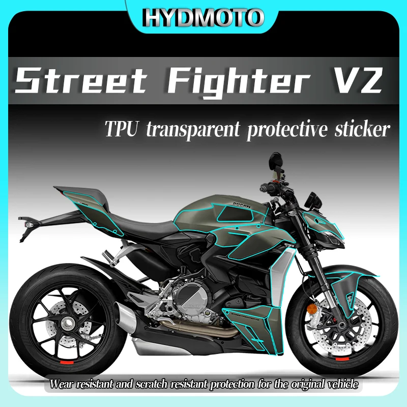 

Наклейка на топливный бак Ducati Street Fighter V2, невидимая крышка автомобиля, высокая прозрачность корпуса, защитная пленка, стикер, аксессуары