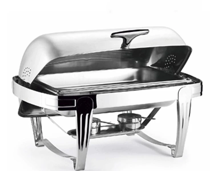 

Hotel Party Unique Gold Silver Plated Mini Food Warmer Rotating Folding Small 11 L Indian Rectangular Chafing Dishes Used