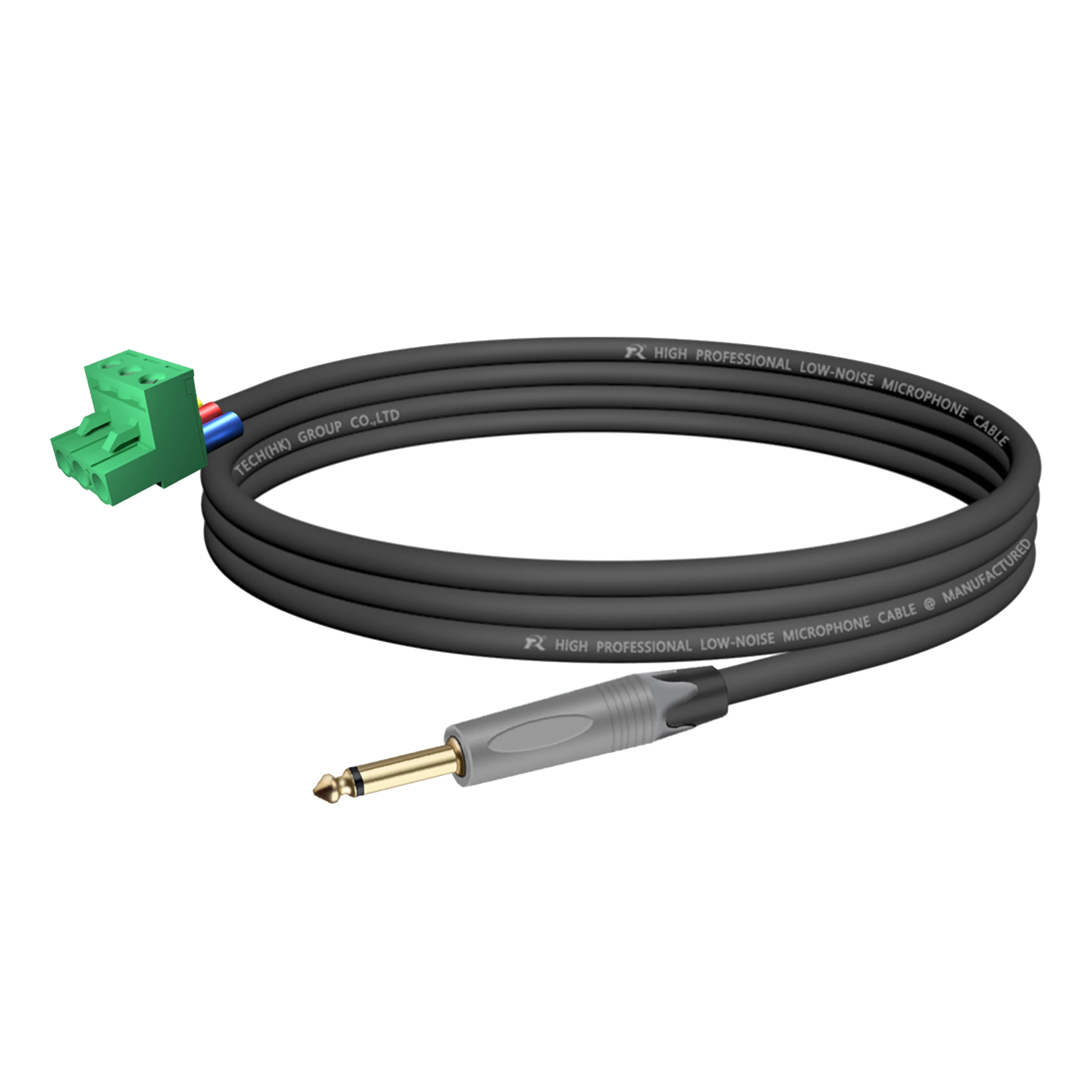 Professionelles 6,35/6,5 mm (1/4 Zoll) TS-Mono-Stecker auf 3-poligen 5,08 mm Phoenix-Stecker-Kabel, symmetrische Audiosignalübertragung – Detail 16